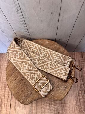 Woven Brown Geometric Striped Purse Strap Crossbody Bag Strap NEW Boho Bag Strap